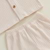 Casual Toddler Baby Boys 2 Piece Outfits Summer Short Sleeve Turn Down Collar Solid Color Tops and Shorts Set