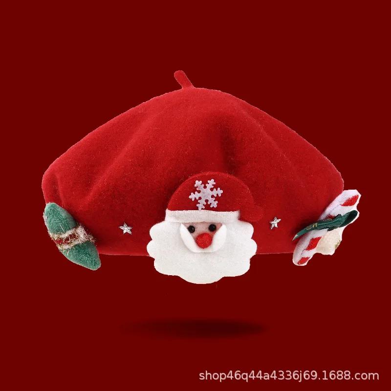 Children Hats 2024 Cute Cartoon Festival Accessories Christmas Elements Winter Hats Child Warm Outwear Cap Versatile Wool Hats