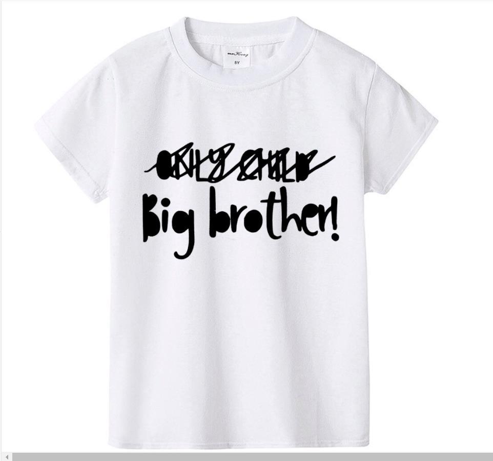 2026 New Childrens Tshirt Little Sister Big Brother Printed Round Neck Parent Child Clothing Summer Top for Boys and Girls
