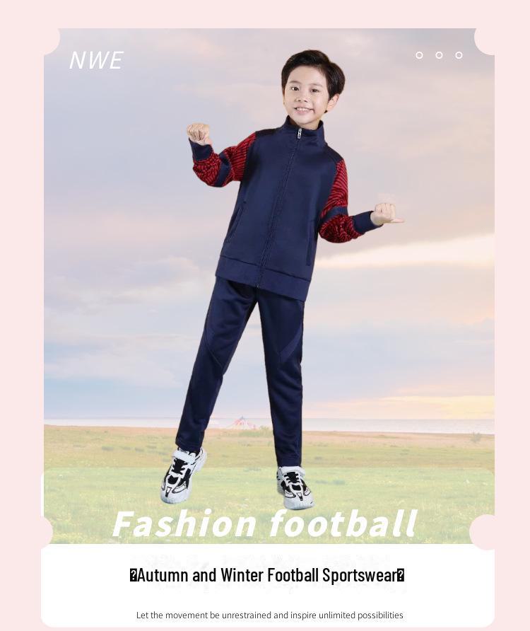 Kids' Unisex Long-Sleeve Football Training Suits – Customizable Autumn/Winter Sports Jackets