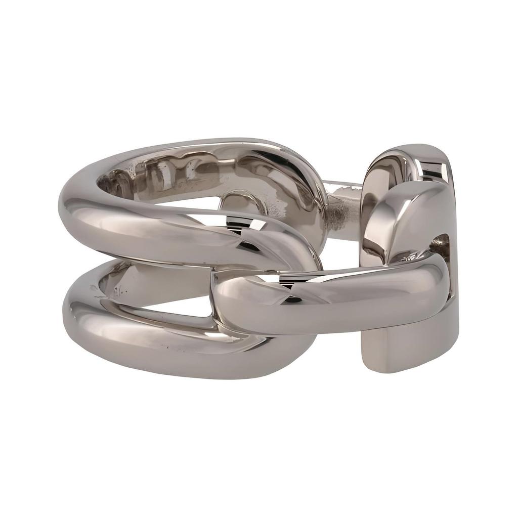 Balenciaga Logo Brass Ring Men Rings Silver 748177TZ99S0926