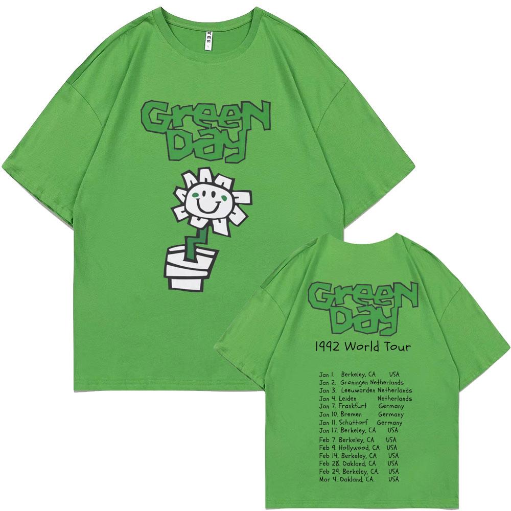 

Лучшая Знаменитая Панк-Группа Green Day 1992 Мировой Тур Футболки Мужские Винтажные Готические Рок Футболки Мужские Хлопковые Повседневные Футболки Оверсайз 4XL
