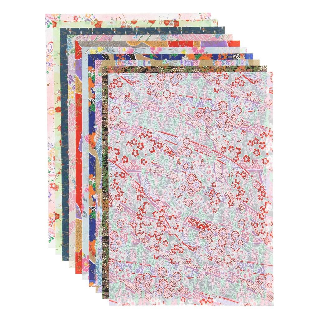 Washi Kawa Sumi Chiyogami Yuzen B4 Size Approximately 25.736.4cm Assorted Patterns 10 Sheets Included