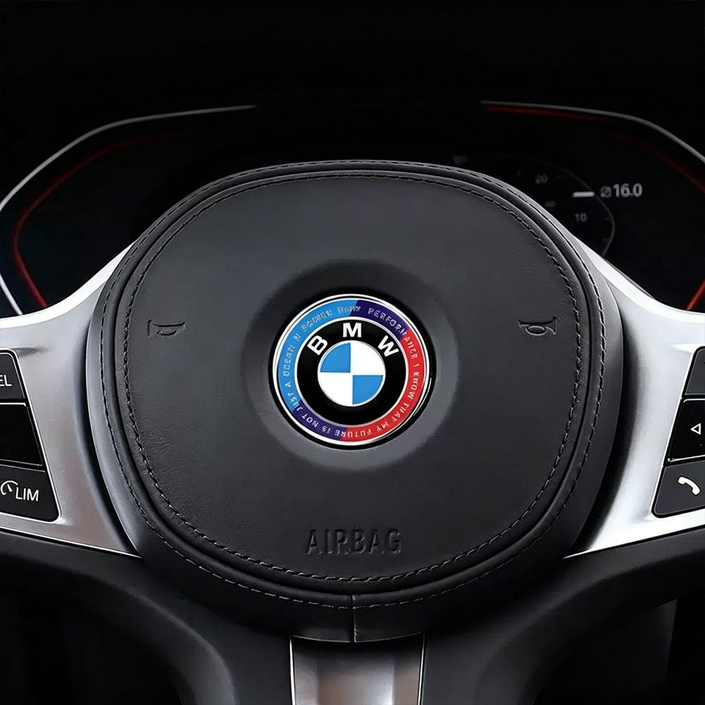 BBKI7 Auto Steering Wheel Center Aluminum Alloy Badge Logo Sticker For BMW M Emblem E46 E36 E34 F10 E90 F30 E60 F30 E53 E30 E92 E87