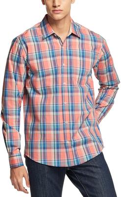 Vestido Camisa Masculino CQR de Manga Longa, Algodão Regular, Liso, Xadrez no Peito, Perfeito para o Dia a Dia e Outono, Caimento, Leve, Durável, Casual, 100% Popeline,