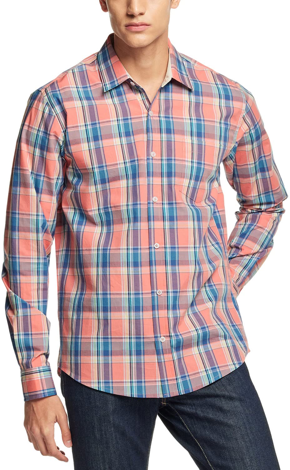 

CQR Long Sleeve Regular Cotton Solid Check Chest Dress Perfect for and Everyday and Fall Men s Shirt, Fit, Lightweight, Durable, Casual, 100% Poplin,