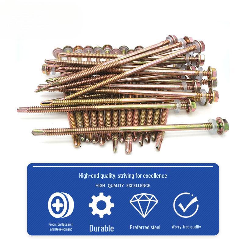 Sechskant-Selbstbohrschraube für Farbstahl und Dachziegel aus Harz mit verlängerter Bohrspitze