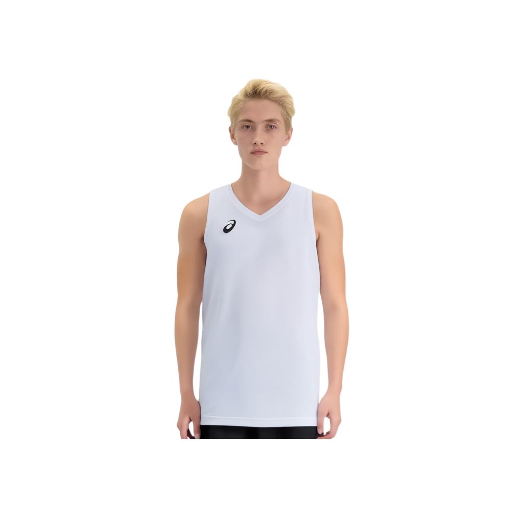 Asics Logo Print V-Neck Sleeveless T-Shirt Unisex tops White 2031D725-100