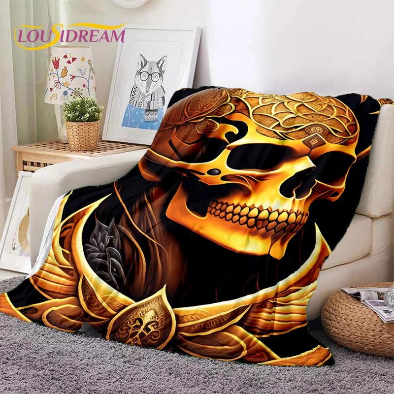 3D Horror Gothic Skull Skeleton Soft Flannel Blankets,Throw Blanket Comfortable Blanket for Picnic Beds Sofa Home Bedroom Gifts