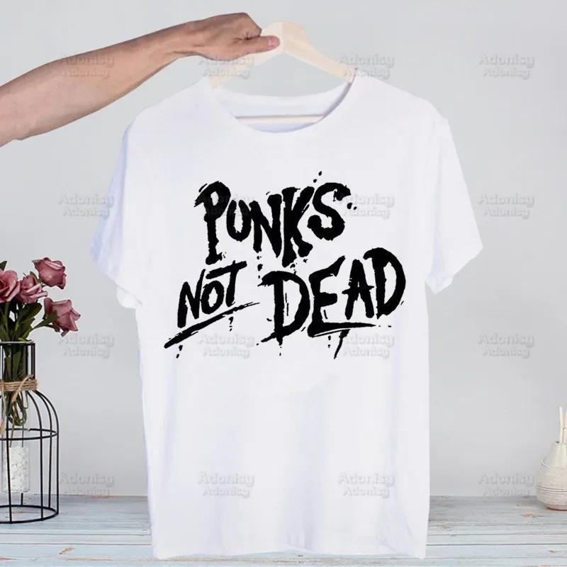 Punks Not Dead Rock T Shirts Print O-Neck Short Sleeve Regular Mens Heigh Quality Men Hip-Hop T Shirt