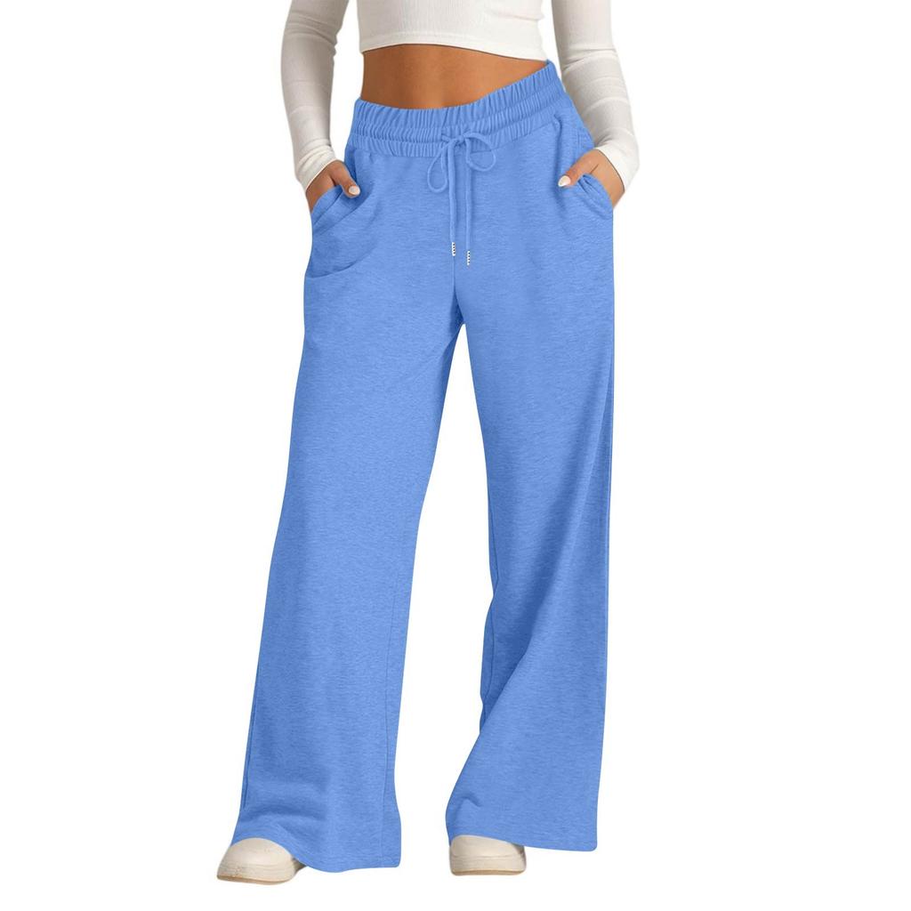 Women's Pants Fashion Casual Pants Solid Color Drawstring High Waist Pants With Pockets