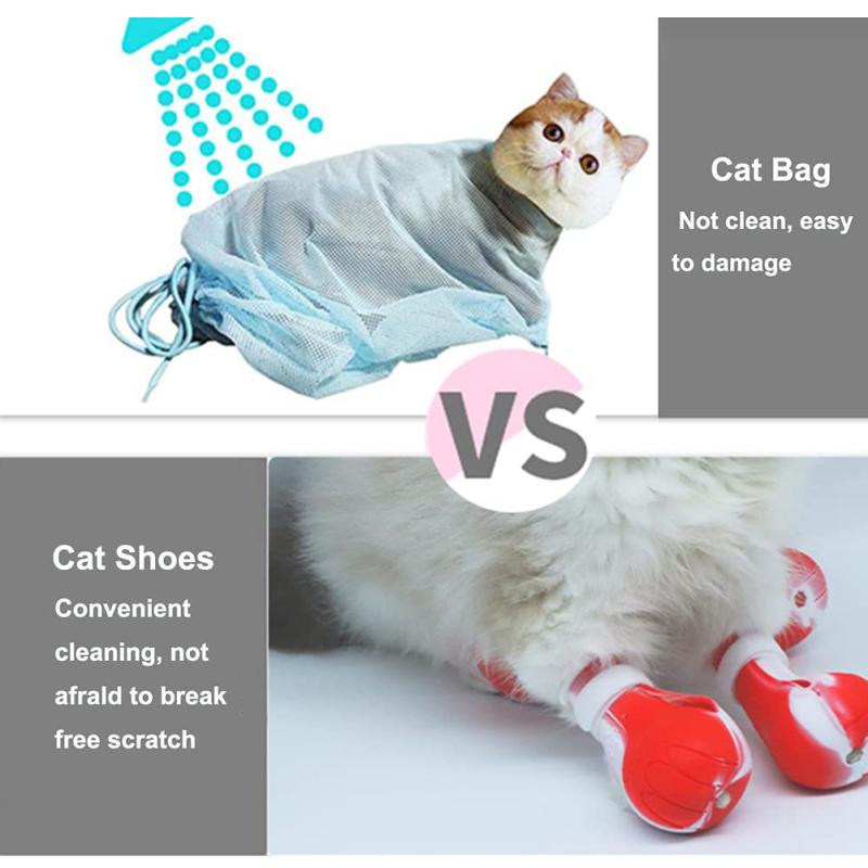 Satın alın 4pcs Pet Cat Silicone Foot Cover Washable Antiscratch