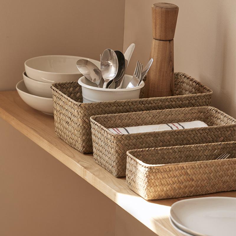 Storage Basket Handmade Woven Willow Storage Basket For Clothes Cosmetic Stationery Hairpins Jewelry Accessories