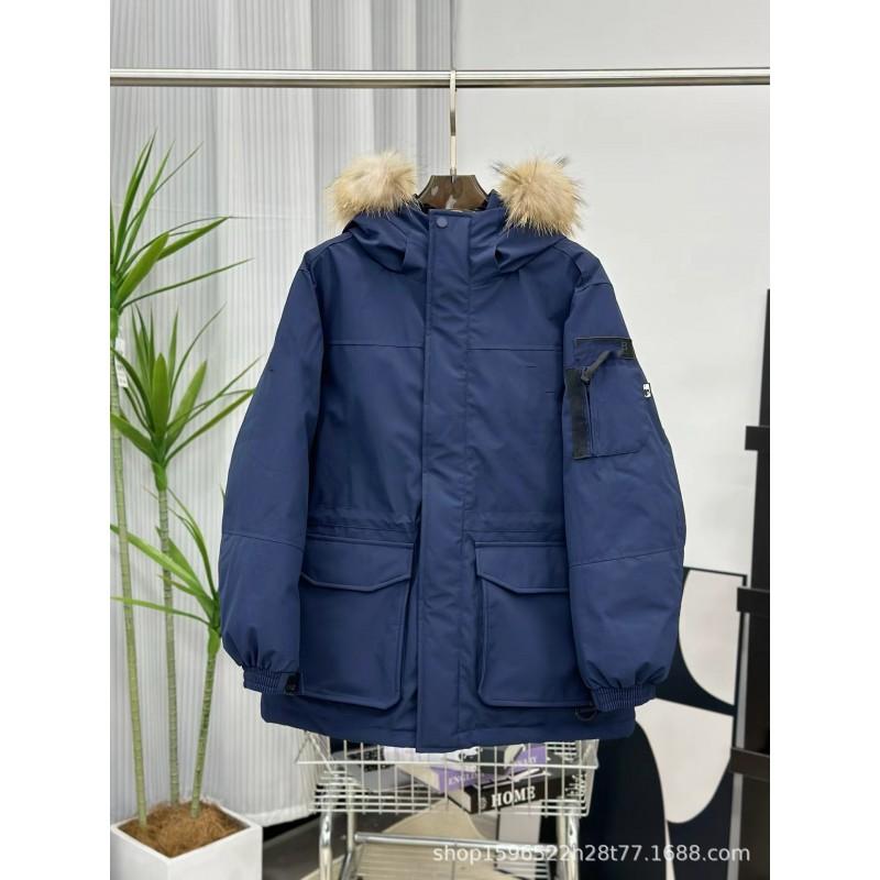 Unisex Mid-Length Parka With Faux Fur Collar 80-85% Duck Down Fill Warm Waterproof Winter Coat Outdoor City Wear