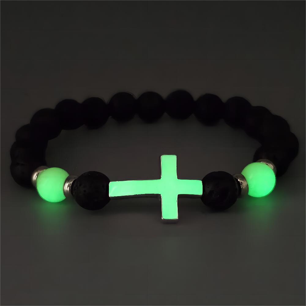 Summer Volcanic Stone Glow-in-the-Dark Vintage Bracelet Multi-color Glow-in-the-Dark Cross Beads Bracelet Bracelet Hand Jewelry