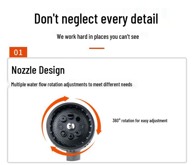 7-Modus Multifunktionales Metall-Wasserschlauch- & Garten-/Autowasch-Sprühgerät