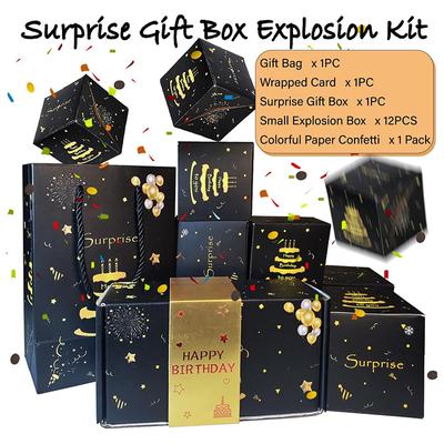 10Pcs Folding Explosion Surprise Gift Boxes Black Gold Bounce Surprise Gift Box Bouncing Box Valentine'S Day Gift