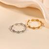 Gold-plated stainless steel hollow opening ring light luxury high-end design jewelry