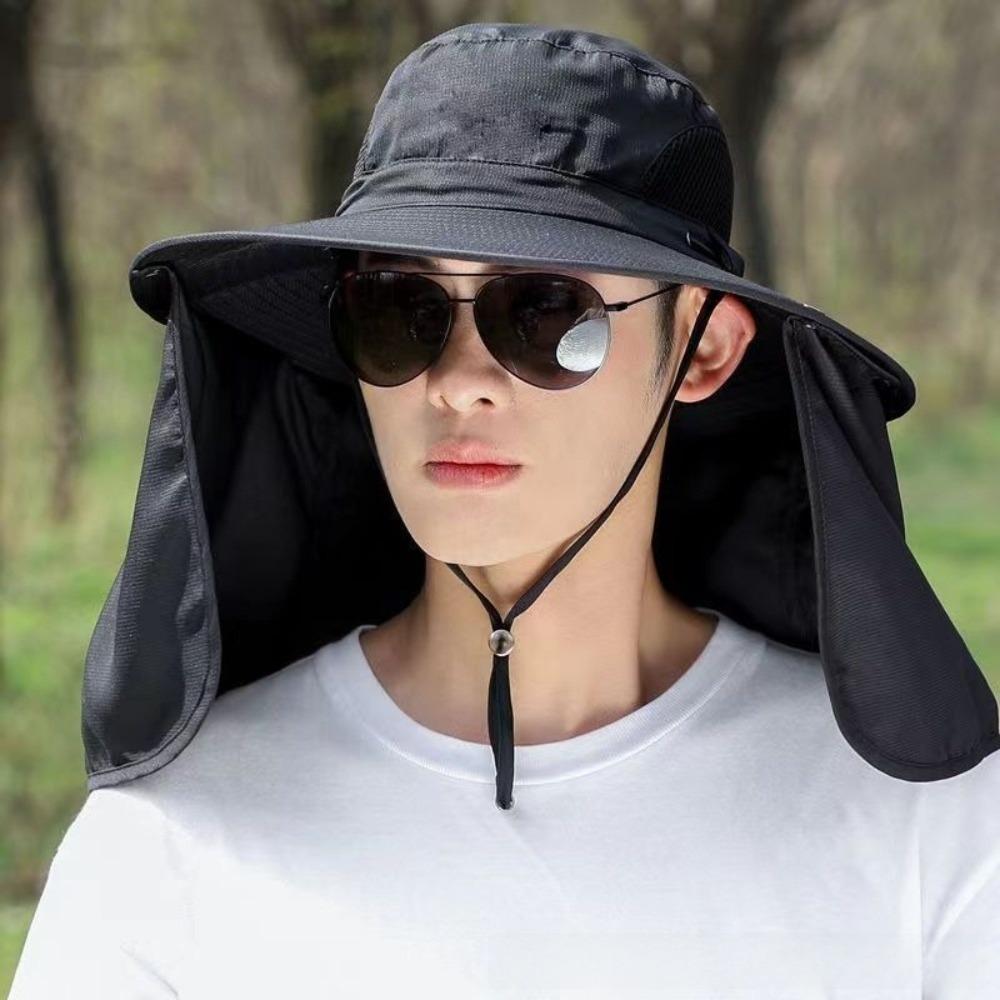 

Big Brim Women Visor Cap Neck Protection Fisherman Hat Breathable Summer Bucket Hat Outdoor чорний