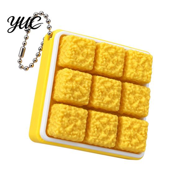 Stress Relief Toys 3D Printed 9-Square Fidget Clicker Toy, Simulation Fruit Cookie Pressing Portable Desk Fidgets Keychain, Click Desktop Ornament,