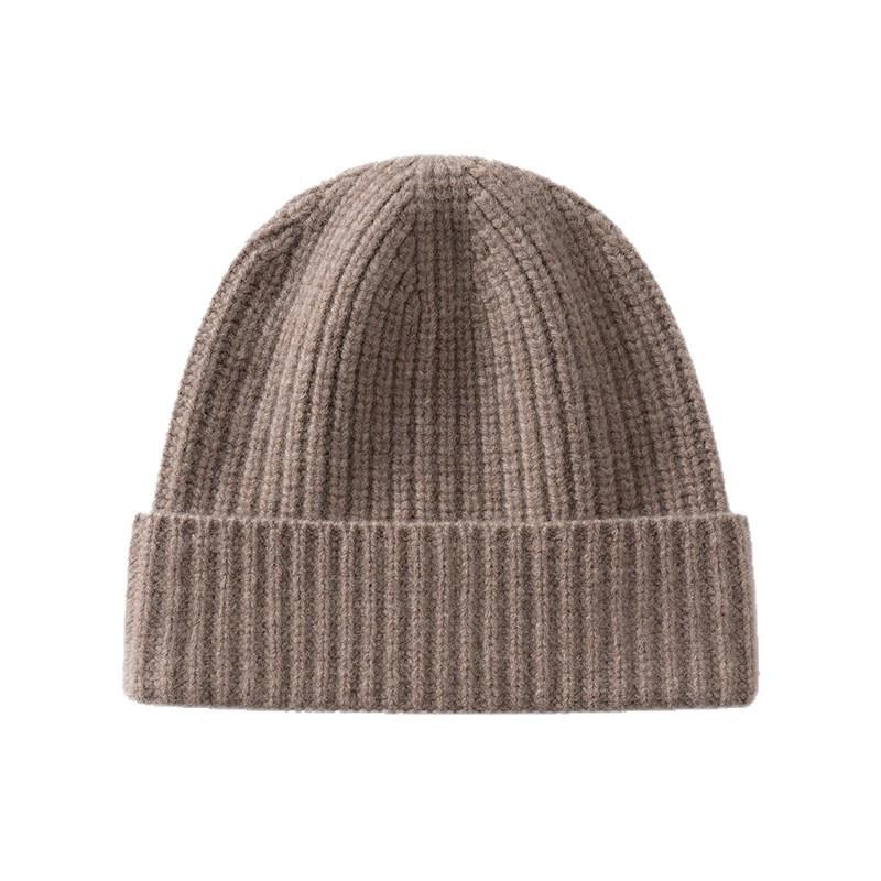 Thickened Wool Ribbed Cuff Cashmere Knit Hat - Warm and In Stock