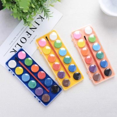12 Colors Solid Watercolor Paints Paintbrush Set Pigments Painting Brush for Children Kid DIY Art Painting Drawing Tools Kit