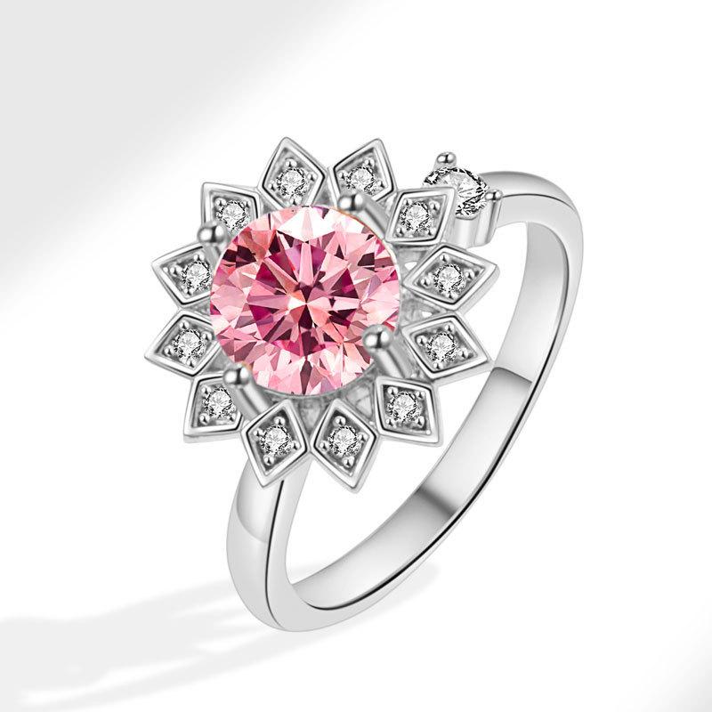 Sunflower Adjustable Ring For Women With Zircon Micro Inlay Gold Plated Jewelry Accessory