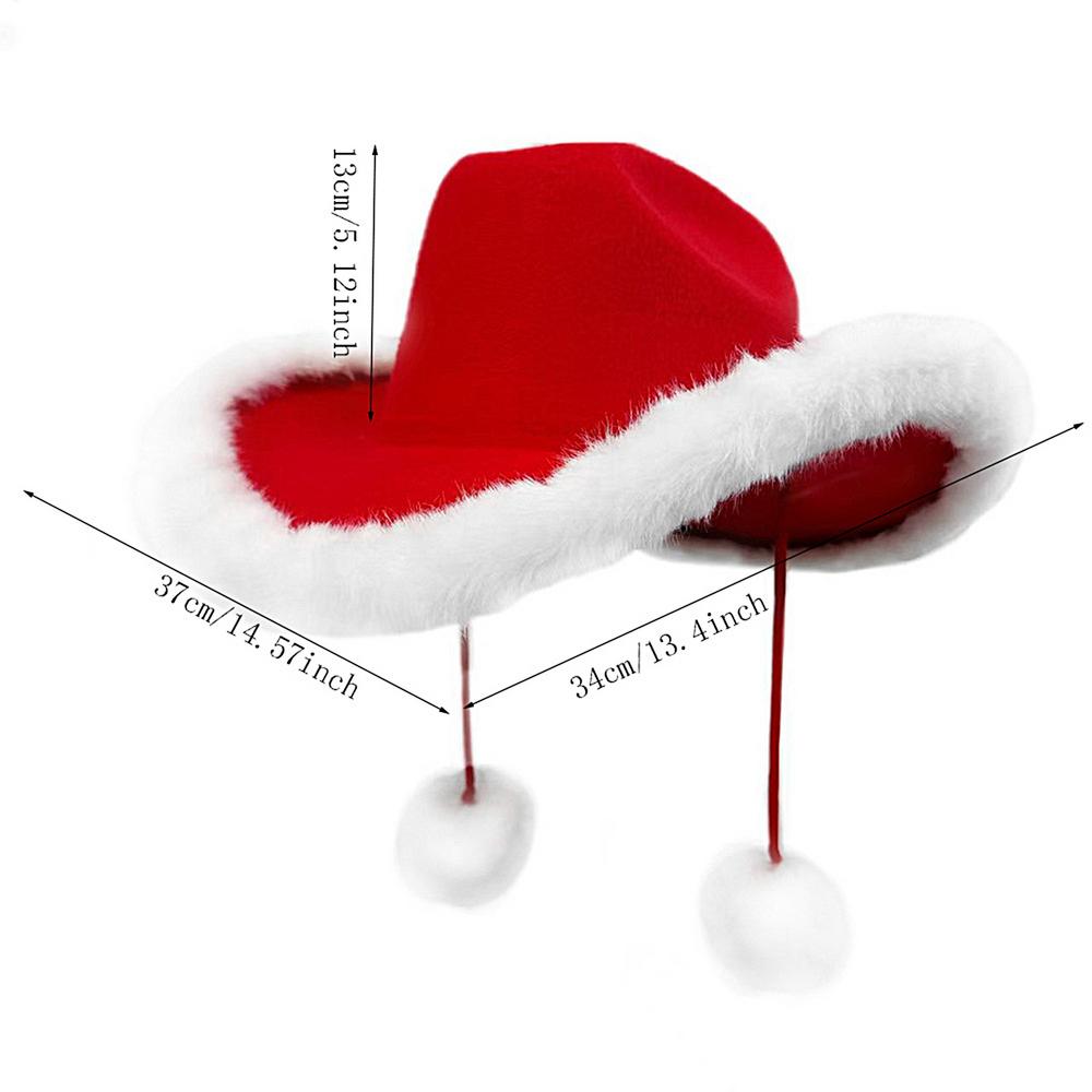 

Christmas Cowboy Hat Santa Claus Costume with White Plush Trim for Western Party Holiday Photo Props Disco Family Fun Kids Adult other красный