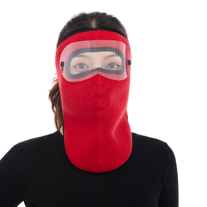 Autumn and Winter Warm Face Mask with Velvet Removable Riding Windproof HD Goggles Neck Protection Extended Face Mask