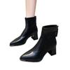 2025 autumn and winter new European and American style pointed head thick heel temperament short boots women's rear zipper high heel thin boots fash