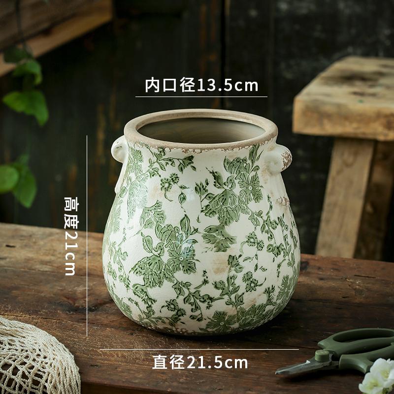 Vase Home Desktop Decoration Vintage Ceramic Light Luxury High-Grade Creative ArtisticStyle Pastoral Outdoor CourtyardDecoration