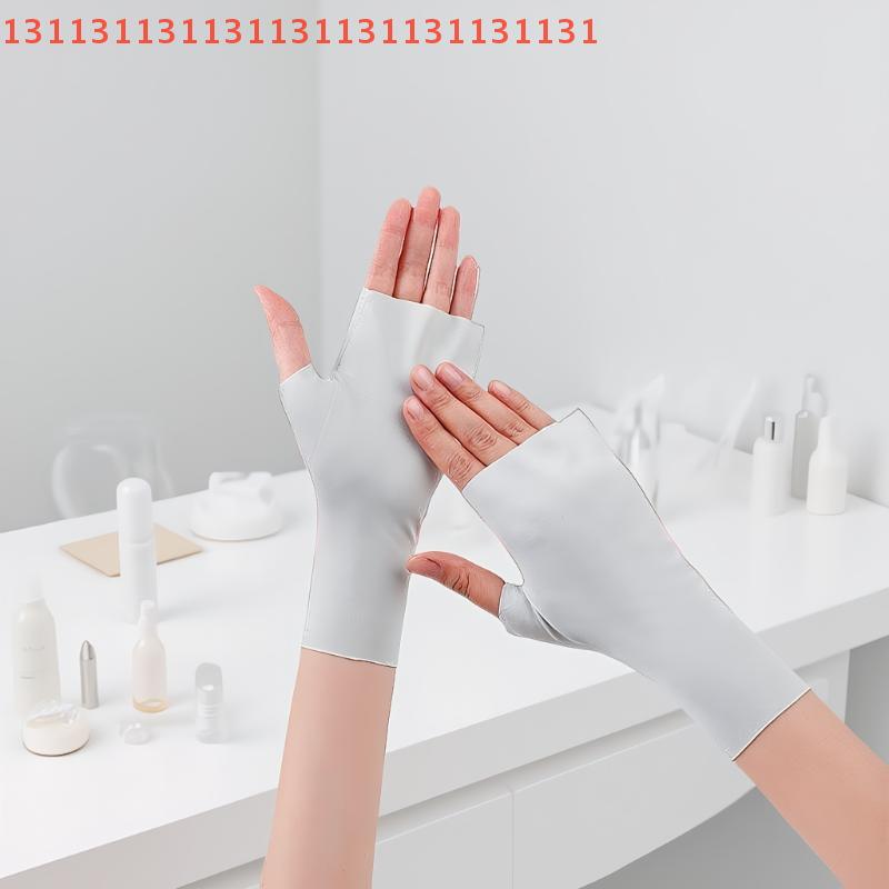 Pro Uv Protection Gloves For Nail Art Gel Nail Lamp Sunscreen Gloves Fingerless Hand Sun Care Thin Cool Ice Silk Silky Sun Glove