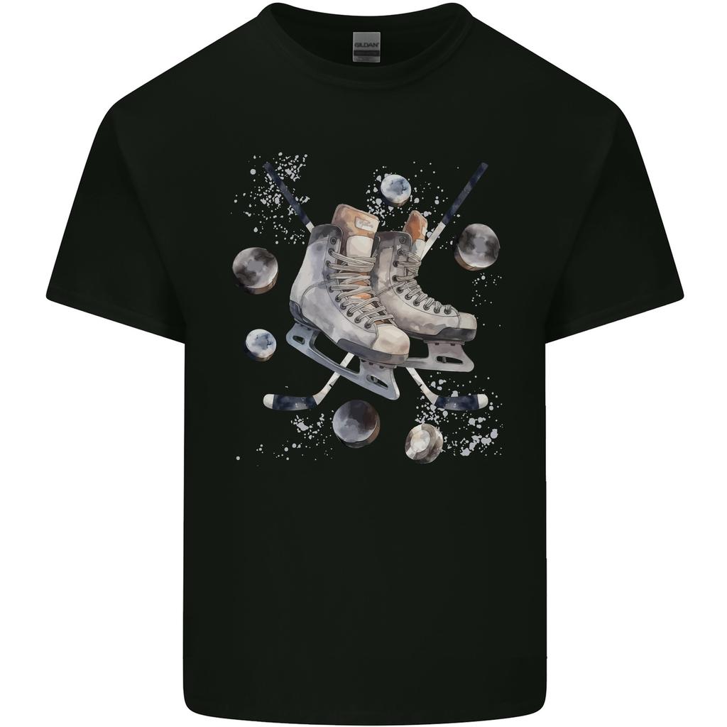 Ice Hockey Boots Stick Pucks Unisexs Light Cotton Tshirt
