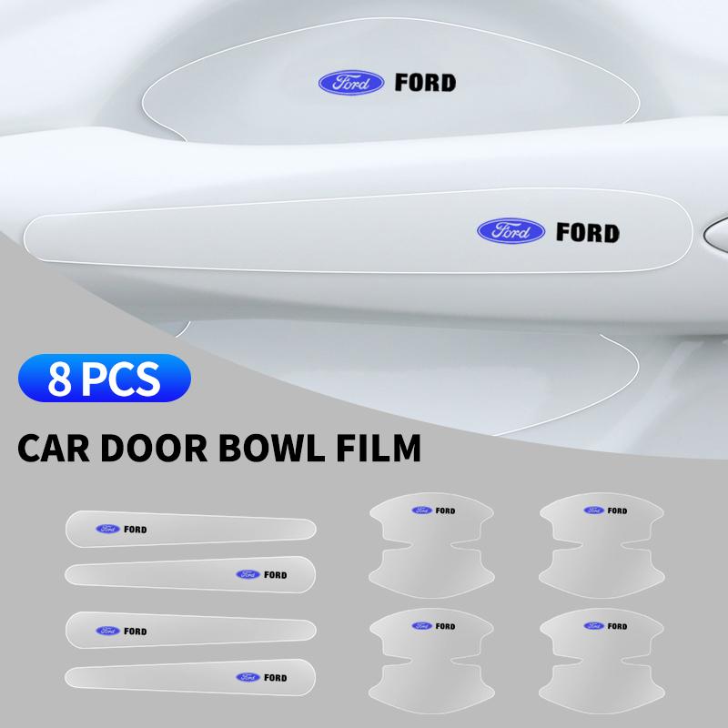 Ochranné samolepky proti poškrábání na kliky dveří auta Čirá neviditelná fólie Nálepky pro Ford Ranger Focus Kuga Mustang Mondeo Fusion