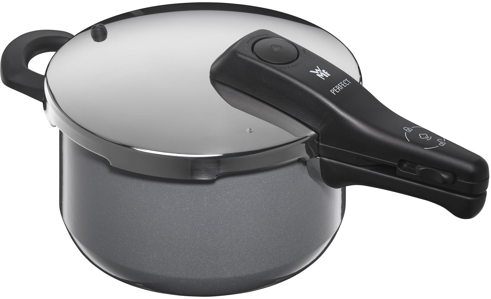

WMF Pressure Cooker IH Gas Fire Compatible Tech 2 Levels Pressure Settings Platinum W0516455290 4.5L Fusion Mineral сірий колір