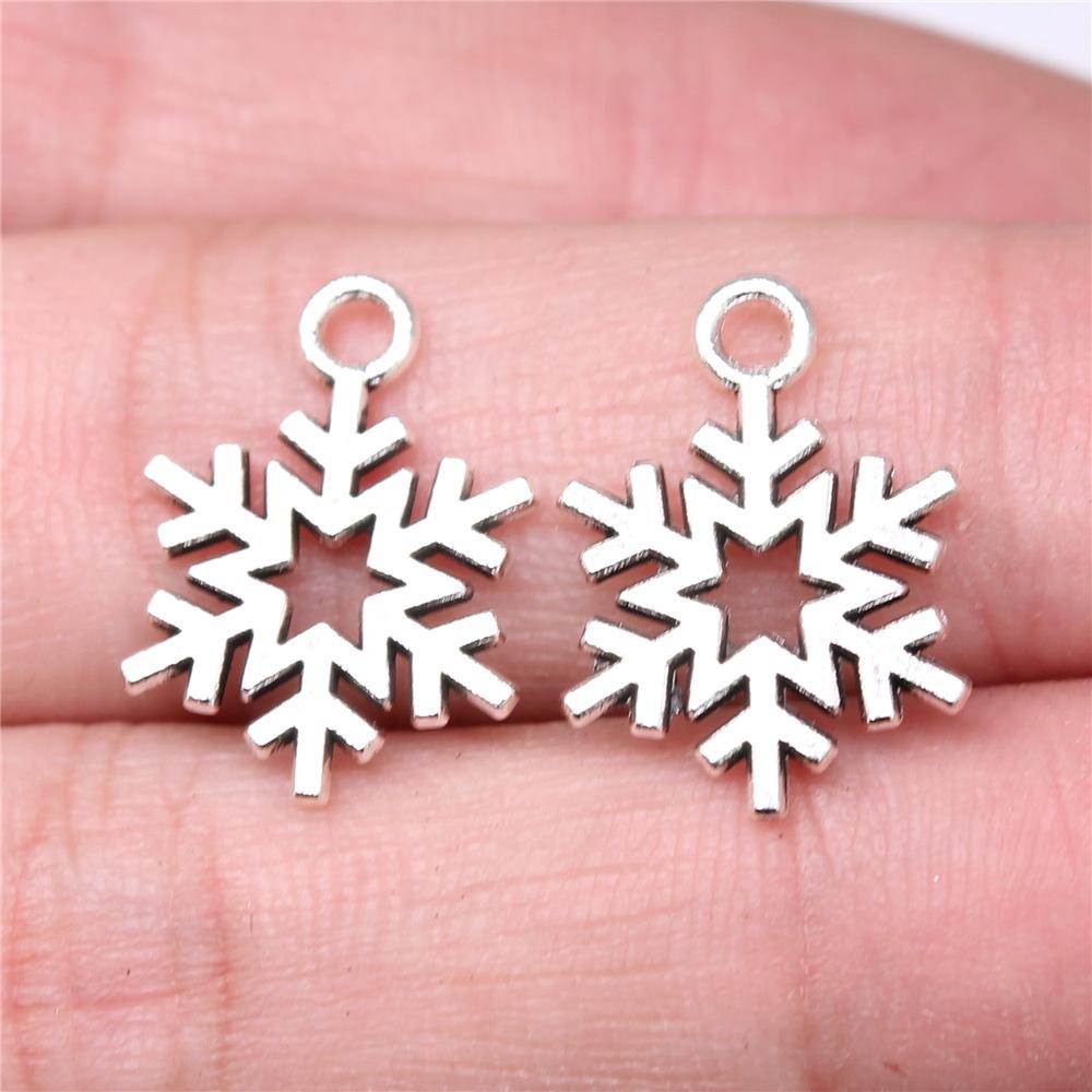 20 Stück Metall Zinklegierung Gemischte Größen Schneeflocken Anhänger Passend für Schmuck Weihnachtsanhänger Komponenten DIY Handgemachtes Basteln