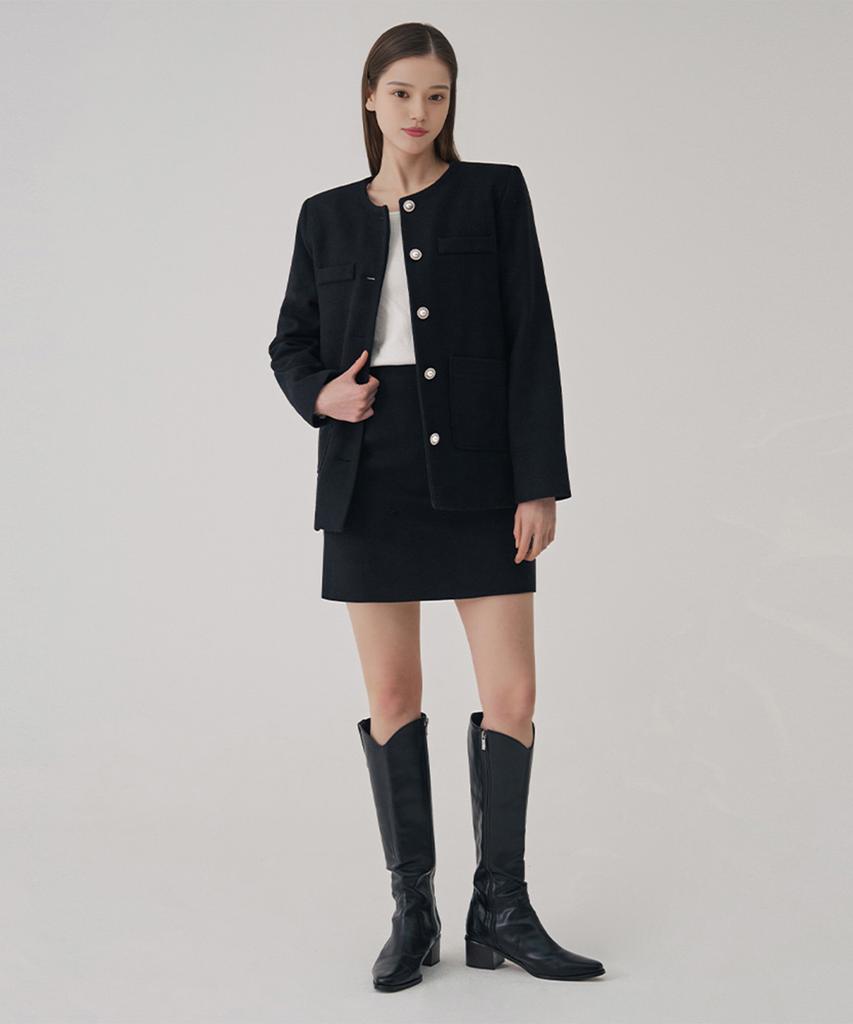 SOUP Wool Blended Jacket And Skirt Set (Sactxf1)