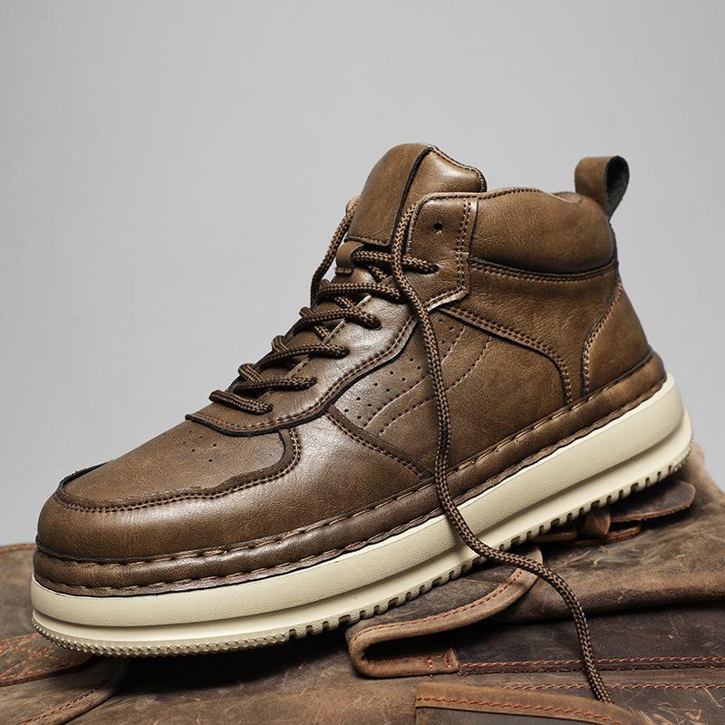 

Мужские кожаные ботинки ручной работы, уличные кроссовки, ботильоны для мужчин, повседневная обувь, обувь для инструментов 44 коричневый