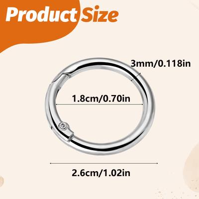 Round Carabiner Metal Spring O Rings Clip Keychain Keyrings Snap Hook Buckle Alloy Purse Clips for Keychain, Handbag, Luggage