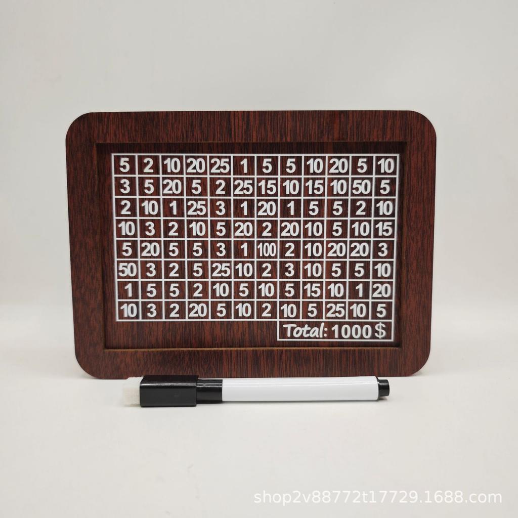 Wooden Piggy Bank Reusable Handmade Money Box, Piggy Bank with Saving Goal and Numbers To Check for Helps The Habit of Saving