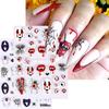 Spider Pattern Halloween Nail Stickers Dark Demon Eyes Halloween Nail Decals Embossed   Nail Salon