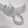 Vintage Oversize Chunky Round Circle Clip Earring for Women C Shape Tube Thick Without Pierced Hoop Earclips Jewelry Trendy