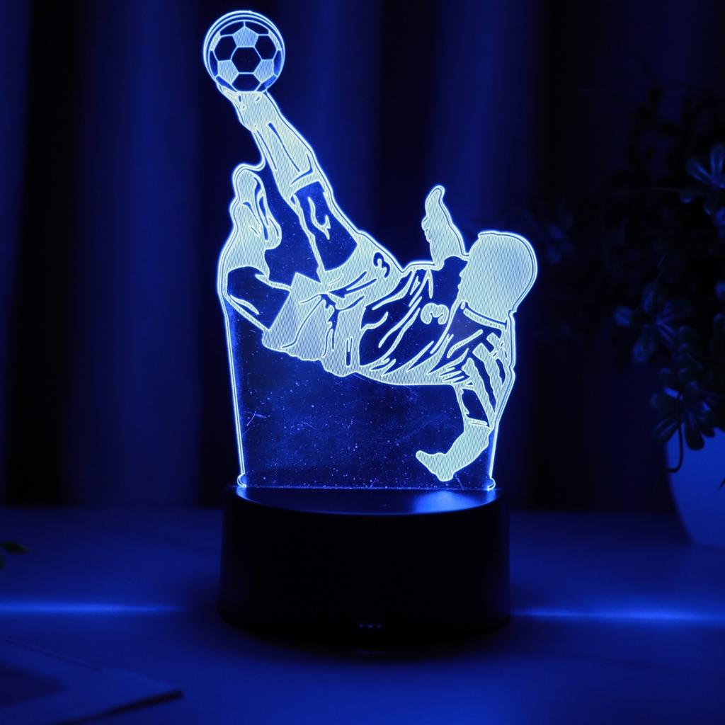 3D Creative 7-Color Football Player Night Light, Sports Decoration Home Decoration Desktop Creative Desk Lamp