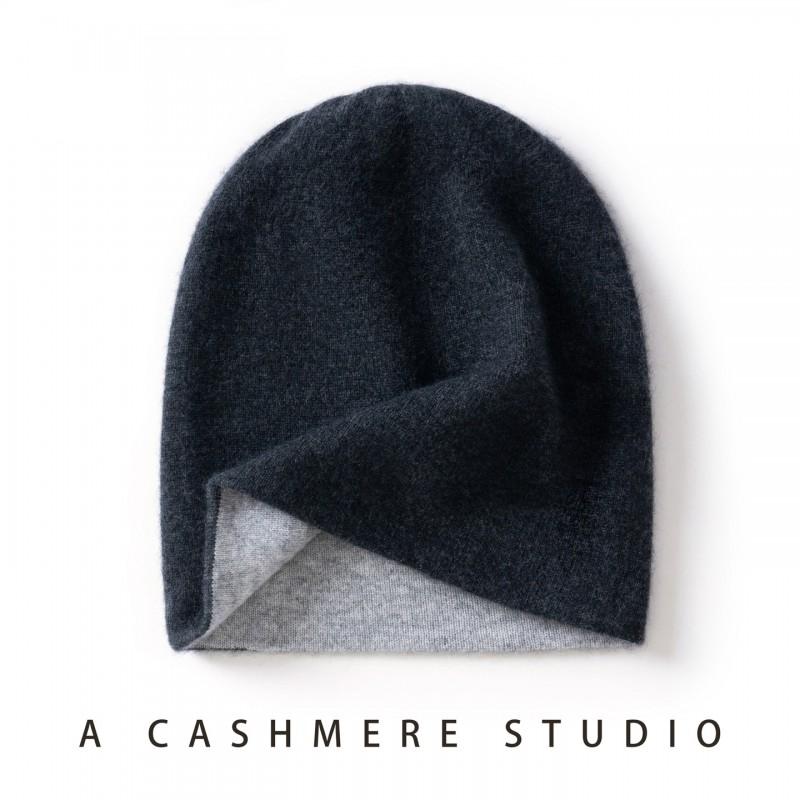 Double-Sided Cashmere Beanie Hat Men Women Winter Warm Knit Cap With Neck Protection