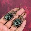 Brincos de pedra serafinita brincos com arame de cobre enrolado brinco delicado feito à mão joias de arame de cobre brinco longo incrível presente de aniversárioS
