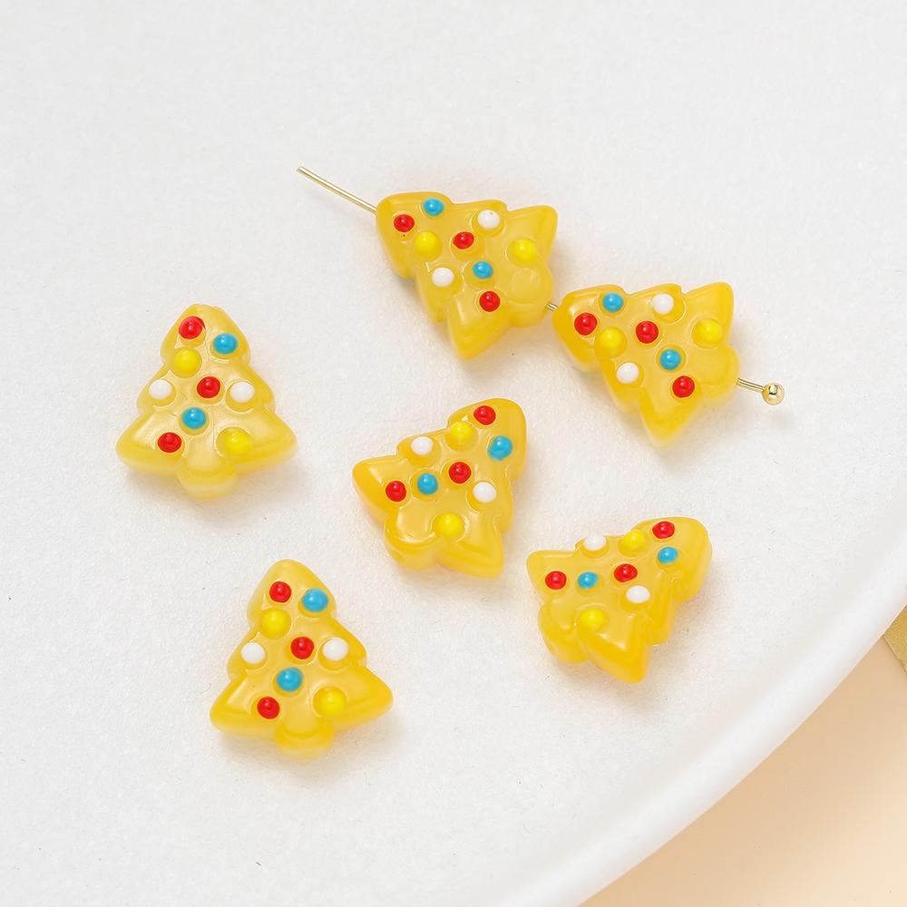 2pcs 15x16.5mm Glass Beads Colorful Christmas Tree Spacer Bead for Keychain Christmas Decoration DIY Jewelry Making Accessories