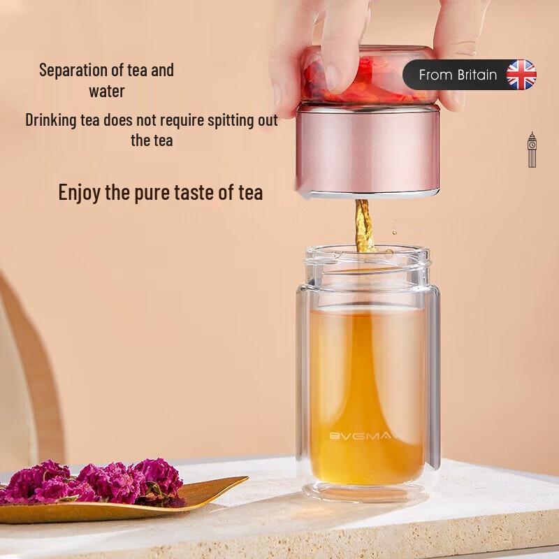 BVGMAV Double-Layer Glass Tea Infuser Cup