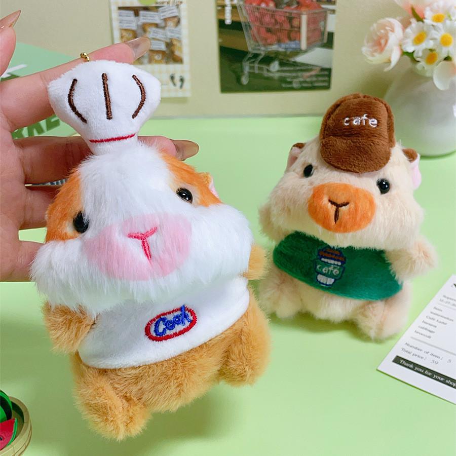Adorable Hamster Handheld Plush Doll With Keychain For Office Desk Decor