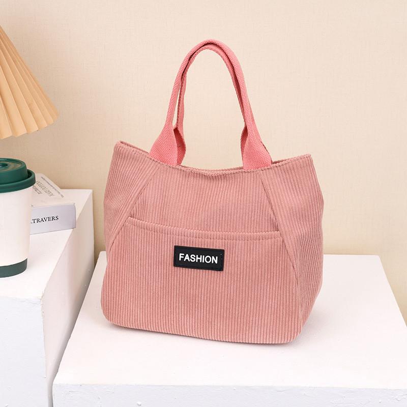 Cotton Corduroy Tote Bag For Women With Large Capacity Street Style Handheld Ladies Bag