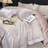 A-Class Tencel Cotton Luxury 4-Piece Bedding Set: Skin-Friendly Jacquard Satin Duvet & Fitted Sheet